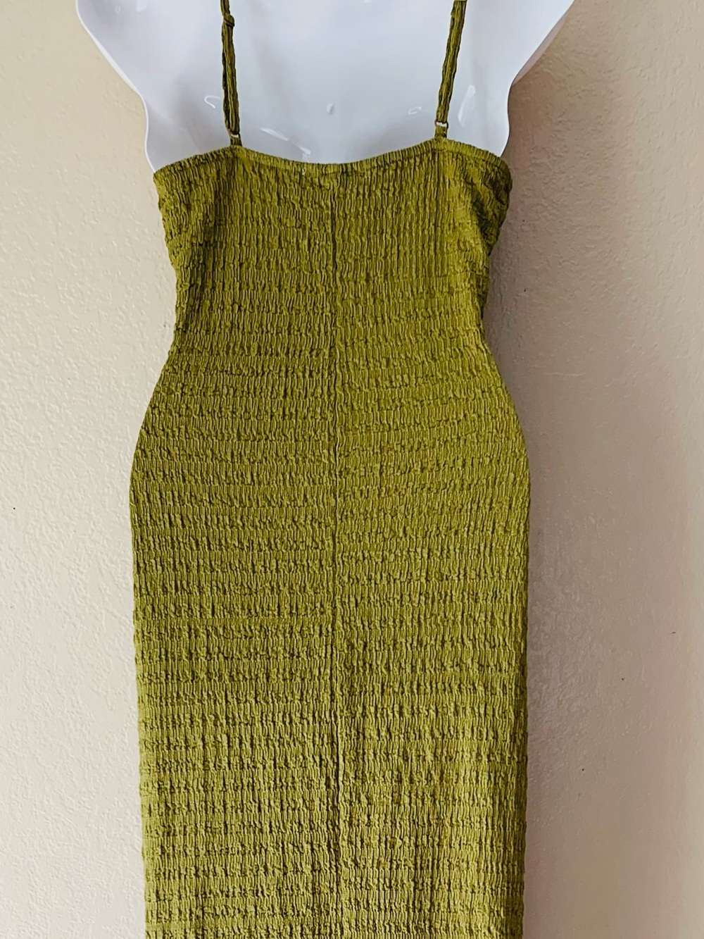 Derek Heart Y2K Moss Green Textured Baby Doll Retro Maxi Dress Size M - Picture 7 of 11